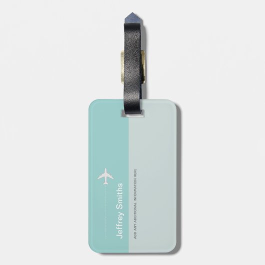 Licht blauw elegant en modern Aero-reizen Bagagelabel (Achterkant verticaal)