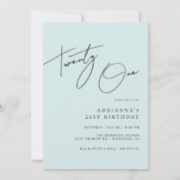 Licht blauw | Elegant Script Vrouwen 21e Verjaarda