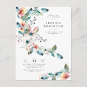 Licht blauw en Blush roze | Modern Birthday Party Uitnodiging Briefkaart (Voorkant)