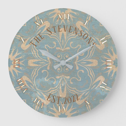 Licht blauw en crème-mozaïekvormig, eenzijdig grote klok (Voorkant)