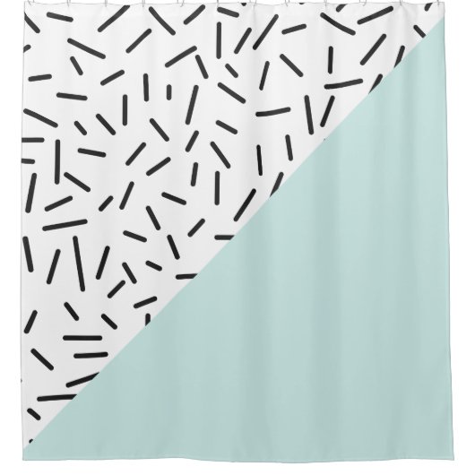 Licht blauw en geometrisch patroon douchegordijn (Voorkant)