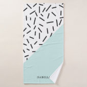 Licht blauw en Geometrisch Patroon op maat Badhanddoek (Badhanddoek)