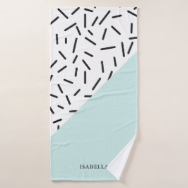 Licht blauw en Geometrisch Patroon op maat Badhanddoek