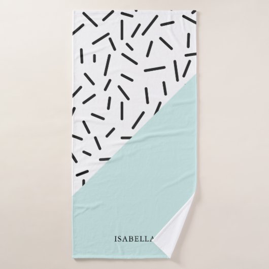 Licht blauw en Geometrisch Patroon op maat Badhanddoek (Badhanddoek)