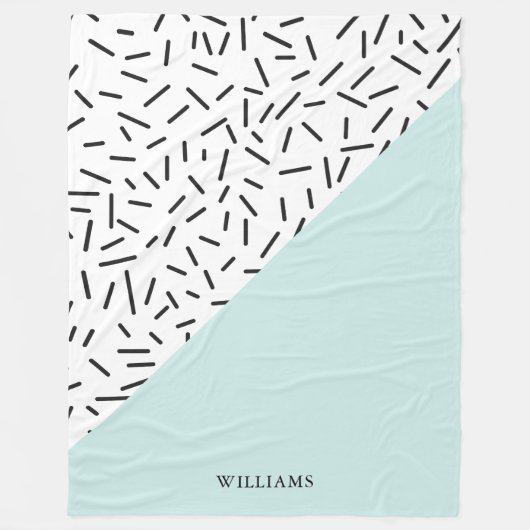 Licht blauw en Geometrisch Patroon op maat Fleece Deken (Voorkant)