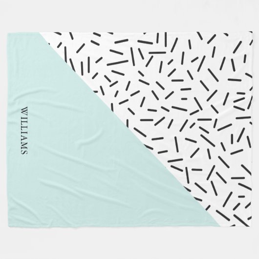 Licht blauw en Geometrisch Patroon op maat Fleece Deken (Voorkant (Horizontaal))