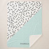 Licht blauw en Geometrisch Patroon op maat Sherpa Deken (Voorkant)