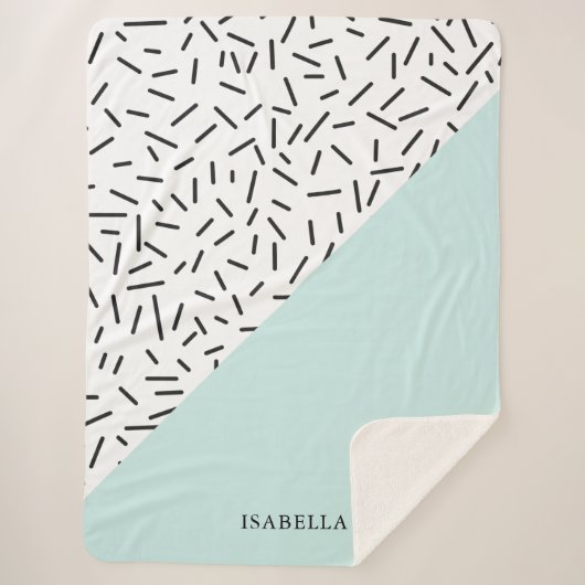 Licht blauw en Geometrisch Patroon op maat Sherpa Deken (Voorkant)