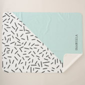 Licht blauw en Geometrisch Patroon op maat Sherpa Deken (Voorkant (horizontaal))