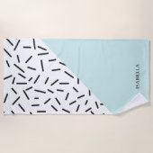 Licht blauw en Geometrisch Patroon op maat Strandlaken (Voorkant)