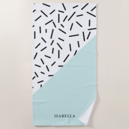 Licht blauw en Geometrisch Patroon op maat Strandlaken
