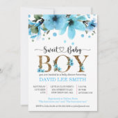 Licht blauw en gouden waterverf baby shower (Voorkant)