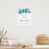 Licht blauw en gouden waterverf baby shower poster (Keuken)
