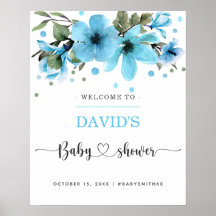 Licht blauw en gouden waterverf baby shower