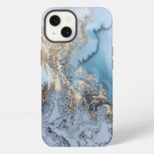 Licht blauw en goudmarmer iPhone 6/6-Hoesje