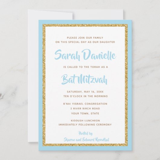 Licht blauw en goudzand kaart (Voorkant)