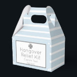 Licht blauw en grijs Hangover Relief Kit Favor Box Bedankdoosjes<br><div class="desc">Perfect klassiek bleek lichtblauw en witte aanzuiger gestript met lichtgrijze accenten hangover relief-doos die aanpasbaar is.</div>