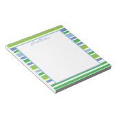 Licht blauw en Groen Stripe Blocnote (Schuin)