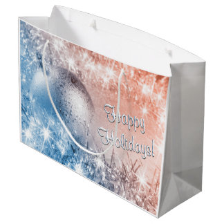 Licht blauw en koraal kerstfeest groot cadeauzakje