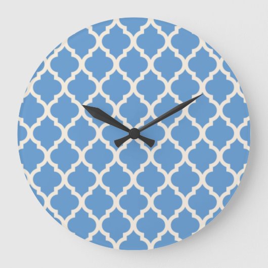 Licht blauw en van Witte Quatrefoil Grote Klok (Voorkant)