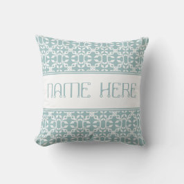 Licht blauw en wit art Deco Moderne douanenaam Kussen
