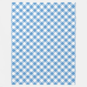 Licht blauw en wit Diagonaal Gingham-spel Fleece Deken