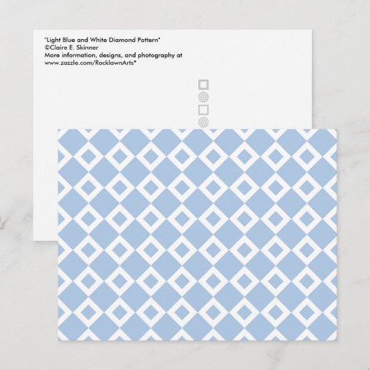 Licht blauw en wit diamantpatroon briefkaart (Voorkant / Achterkant)