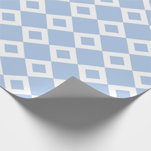 Licht blauw en wit diamantpatroon cadeaupapier (Hoek)