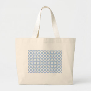 Licht blauw en wit diamantpatroon grote tote bag
