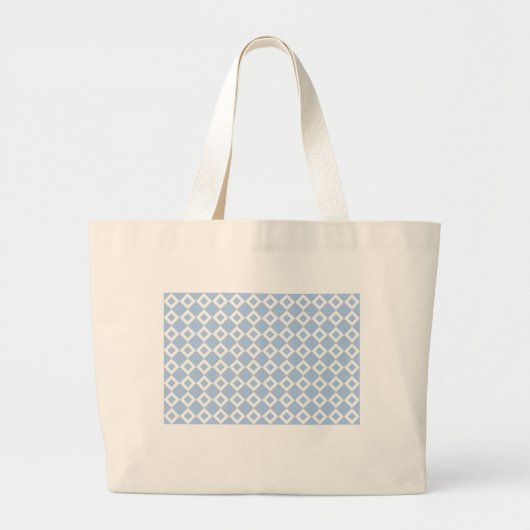 Licht blauw en wit diamantpatroon grote tote bag (Voorkant)