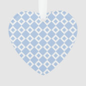 Licht blauw en wit diamantpatroon ornament (voorkant)