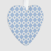 Licht blauw en wit diamantpatroon ornament (voorkant)