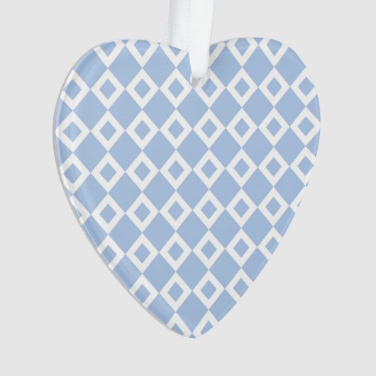 Licht blauw en wit diamantpatroon ornament (voorkant)