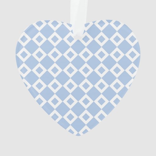 Licht blauw en wit diamantpatroon ornament (achterkant)