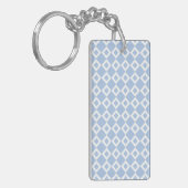 Licht blauw en wit diamantpatroon sleutelhanger (Voorkant Links)