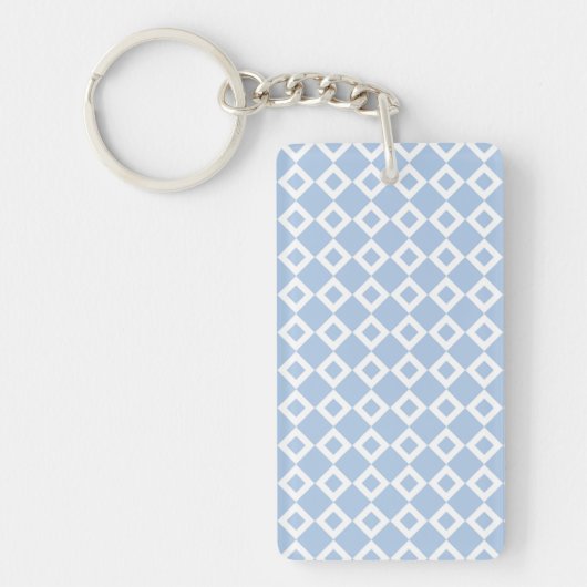 Licht blauw en wit diamantpatroon sleutelhanger (Voorkant)