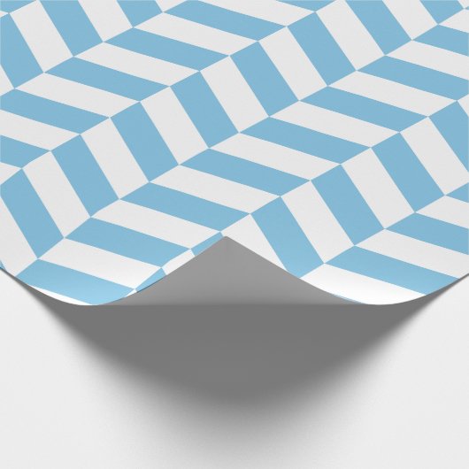 Licht Blauw en Wit Extra Groot Herringbone Cadeaupapier (Hoek)