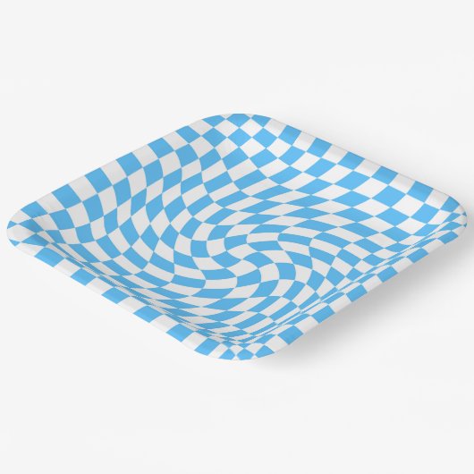 Licht blauw en wit Gecontroleerd Controlebord Patr Papieren Bordje (Gebogen)