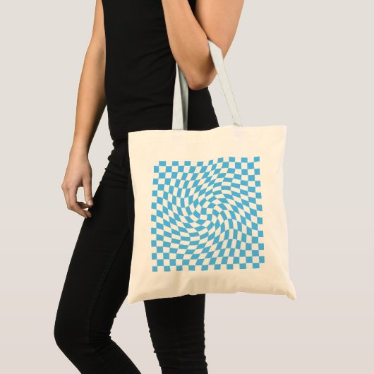 Licht blauw en wit Gecontroleerd Controlebord Patr Tote Bag (Voorkant (product))