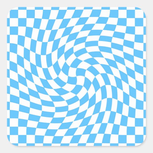 Licht blauw en wit Gecontroleerd Controlebord Patr Vierkante Sticker (Voorkant)