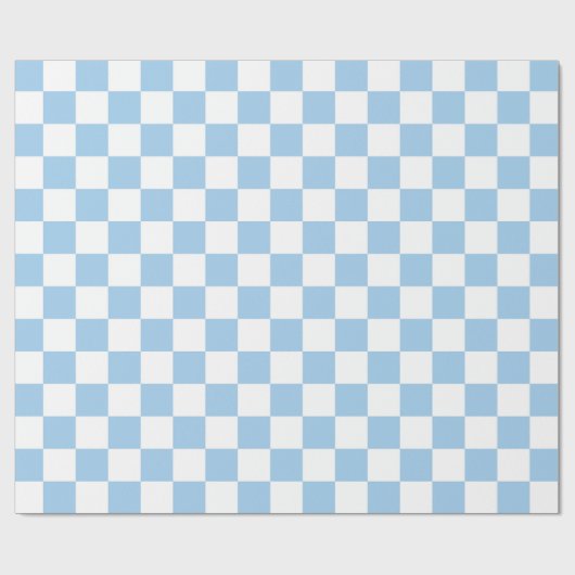 Licht blauw en wit gecontroleerd omslagpapier cadeaupapier (Vlak)