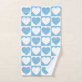 Licht blauw en wit Gecontroleerd Patroon met hart Bad Handdoek (Handdoek)