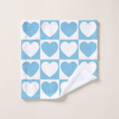 Licht blauw en wit Gecontroleerd Patroon met hart Bad Handdoek (Wasdoekje)