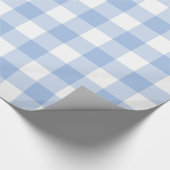 Licht blauw en wit geplakt gingham-pakpapier cadeaupapier (Hoek)