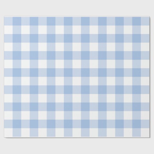 Licht blauw en wit geplakt gingham-pakpapier cadeaupapier (Vlak)