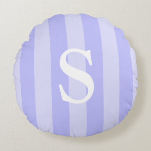 Licht blauw en wit gestreept monogrammen rond kussen