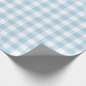 Licht blauw en wit gingham-omslagpapier cadeaupapier (Hoek)