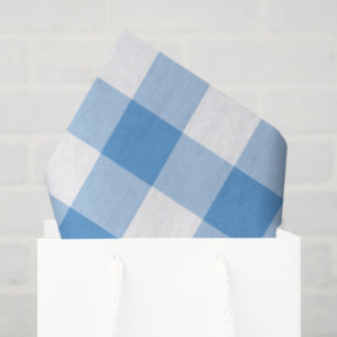 Licht blauw en wit Gingham Patroonpapier Tissuepapier