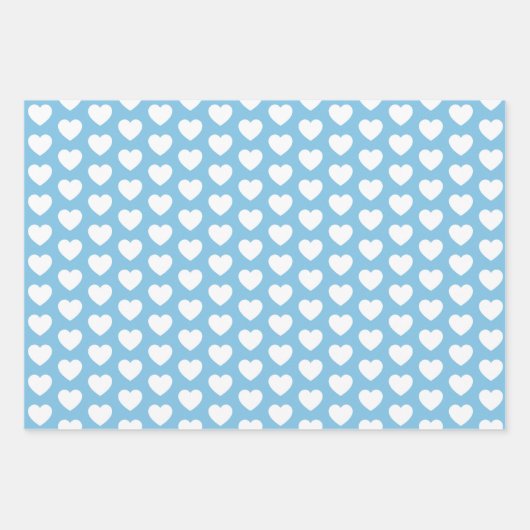 Licht blauw en wit hart inpakpapier vel (Voorkant 2)