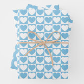 Licht blauw en wit hart inpakpapier vel (In situ)